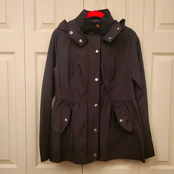 LOFT Jackets Coats Loft Peplum Rain Jacket Xs Black Poshmark